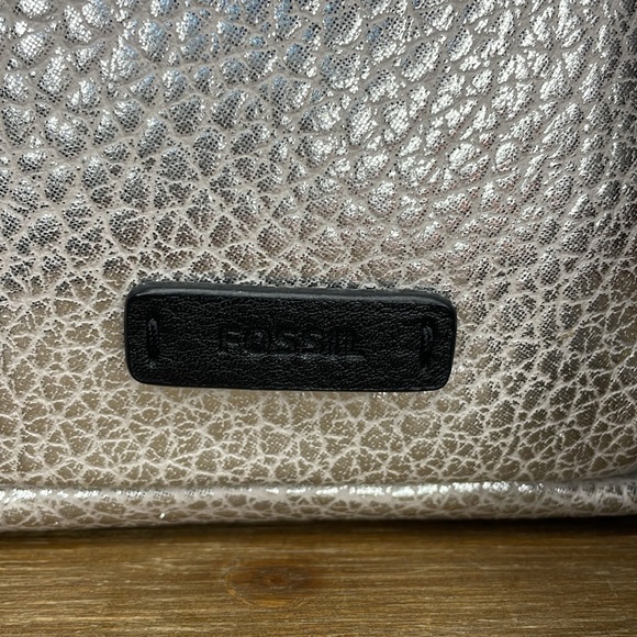 Fossil Megan Leather Metallic Silver Mini Backpack - Picture 9 of 9